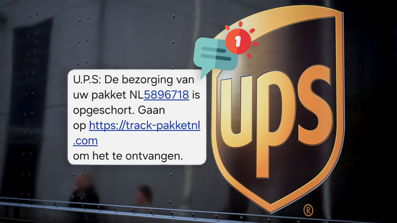 Phishing-sms UPS over opgeschorte bezorging van je pakket