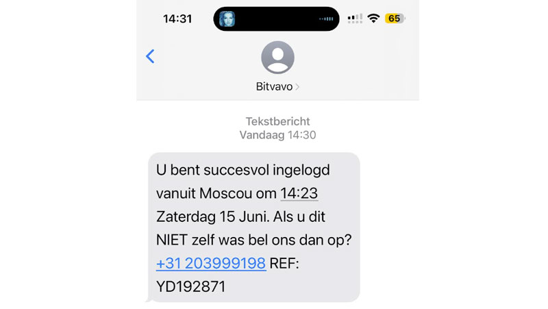 Bitvavo smishingbericht