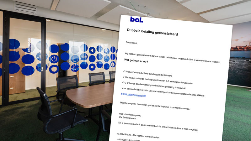 Let op voor valse mail namens bol: ‘Dubbele betaling geconstateerd’