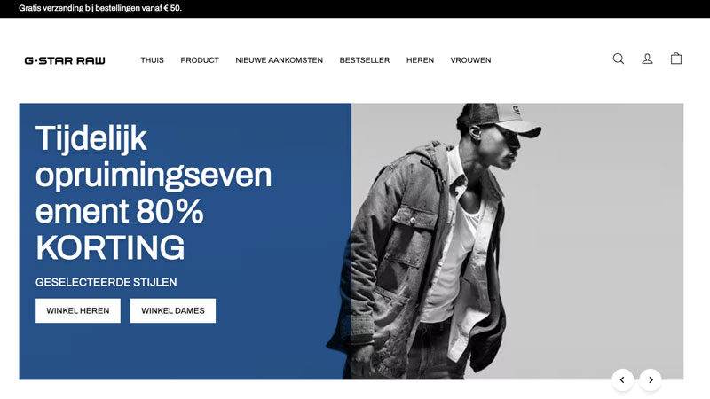 Ruim 100 euro korting op G-Star Raw kleding bij malafide webwinkel ‘g-starvip.com’