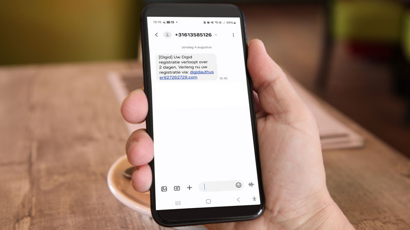 Valse sms namens DigiD over jouw registratie die over 2 dagen verloopt