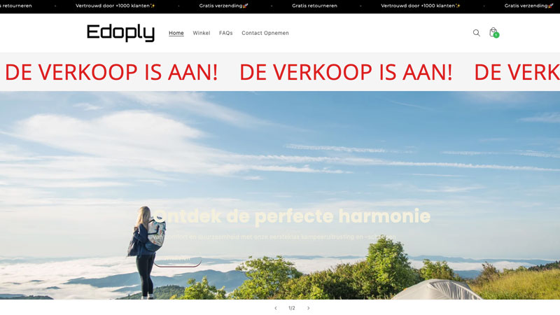 Pas op voor kampeerwebwinkel ‘Edoply.com’