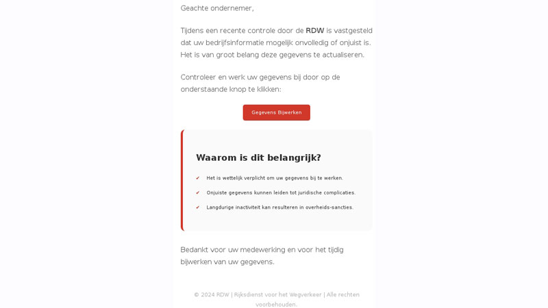 Phishingbericht RDW | Bron: Fraudehelpdesk