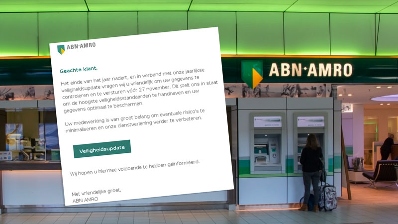 Deze mail namens ABN AMRO: ‘Controleer vóór 27 november jouw gegevens’ is vals