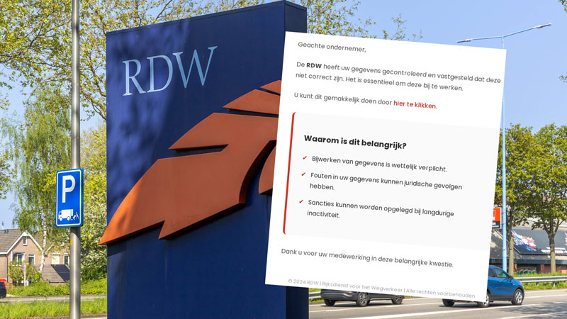 Frauduleuze mail: ‘Jouw RDW-gegevens zijn niet correct’ in omloop