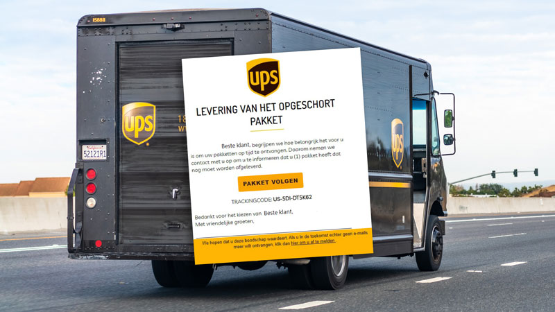 Pas op voor phishingbericht over ‘levering van het opgeschort UPS-pakket’