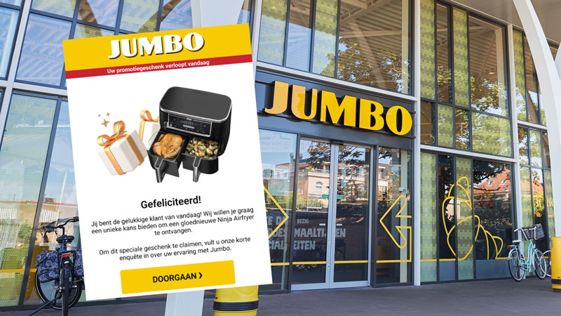 Val niet voor deze neppe Jumbo-actie: ‘Maak kans op een gloednieuwe Ninja Airfyer’