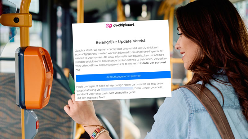 ‘Jouw OV-chipkaart wordt zogenaamd geblokkeerd’, mailen online oplichters