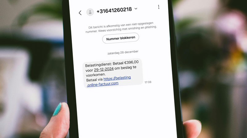 Belastingdienst-sms ‘betaal 396 euro vóór 31 december 2024’ is frauduleus