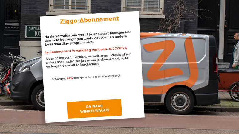 Ziggo-klanten wees gewaarschuwd: Jouw Ziggo-abonnement is zogenaamd vandaag verlopen