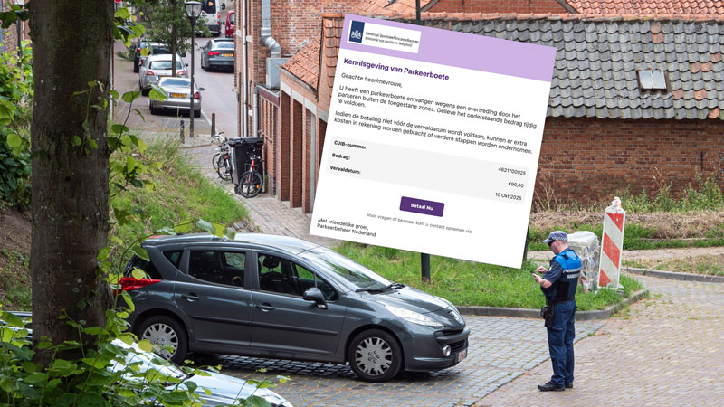 ‘Betaal deze parkeerboete van €90 euro vóór 10 oktober’, mailen online oplichters namens het CJIB