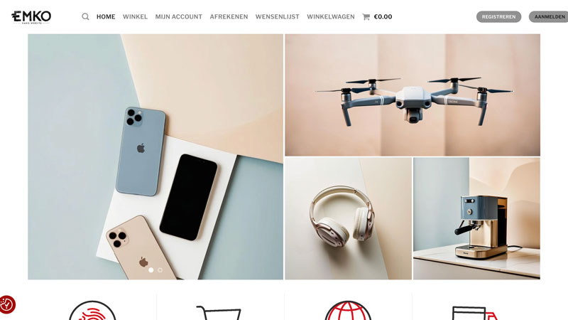 Nepwebshop ‘emko.eu’ verkoopt Apple-producten, drones, speakers en meer van bekende merken