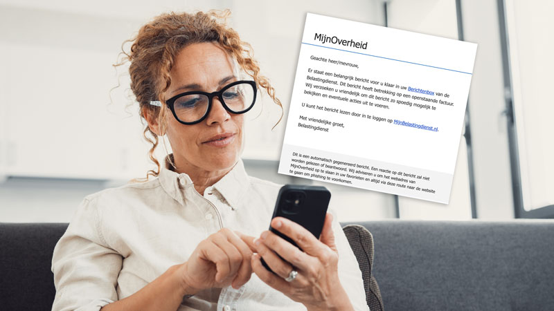 Trap niet in deze nepmail namens MijnOverheid over een openstaande factuur van de Belastingdienst