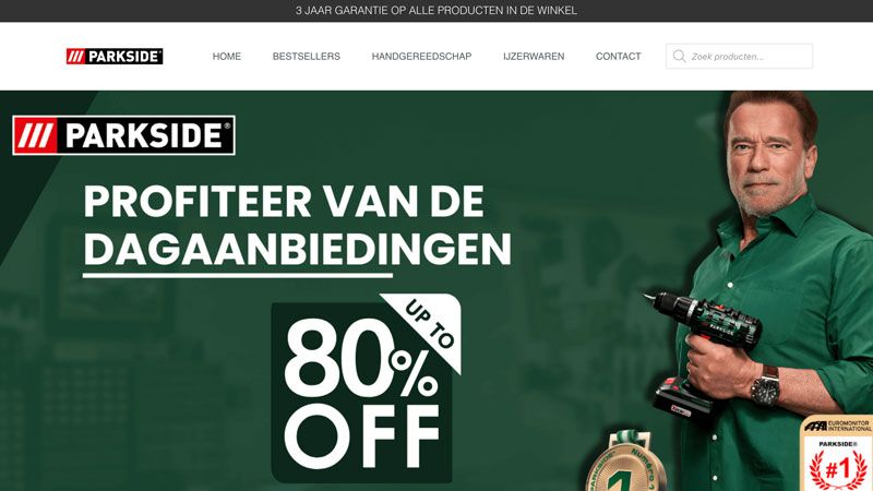 Valse webshop ‘newparkside.com’ verkoopt gereedschap van Lidl met kortingen tot 80 procent
