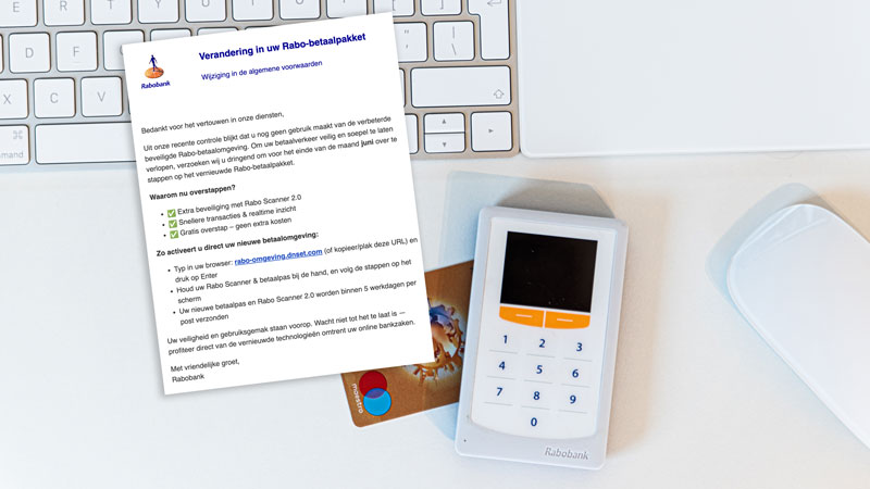 Misleidende Rabobank-mail over verandering in jouw Rabo-betaalpakket
