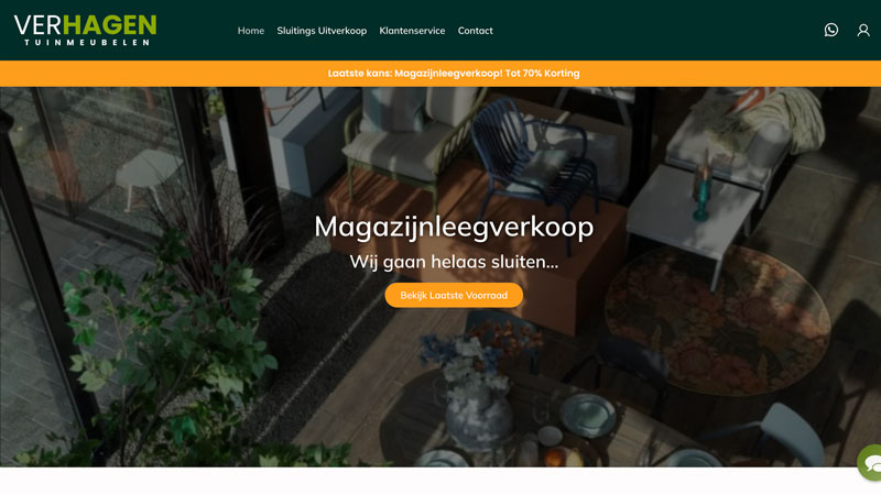 De magazijnverkoop van tuinmeubelen bij ‘verhagenoutlet.com’ is nep, bestel hier niet