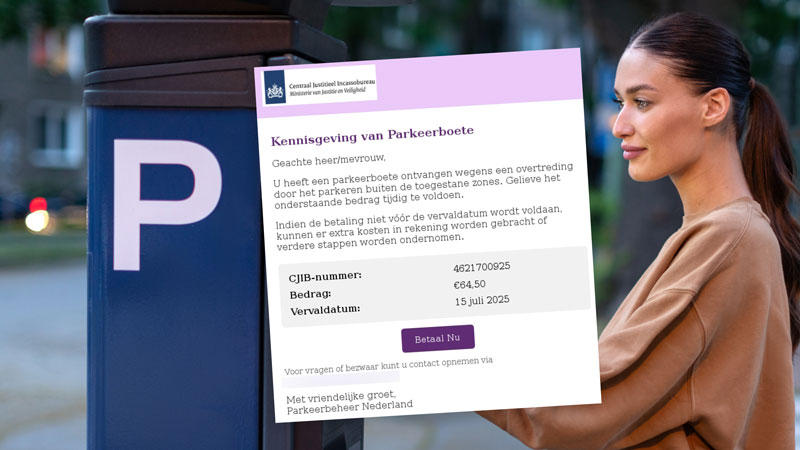CJIB-mail: ‘Betaal jouw parkeerboete van €64,50 vóór 15 juli’ is nep