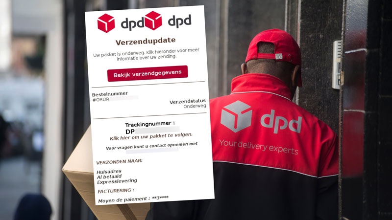“Jouw DPD-pakket is onderweg”, beweren oplichters in een valse mail namens de bezorgdienst