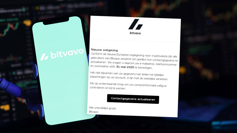 Frauduleuze Bitvavo-mail in omloop: ‘Bevestig vóór 31 mei 2025 jouw gegevens’