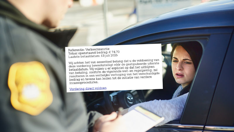 ‘Betaal jouw verkeersboete van €74,70 vóór 14 juli 2025!’, mailen cybercriminelen namens het CJIB