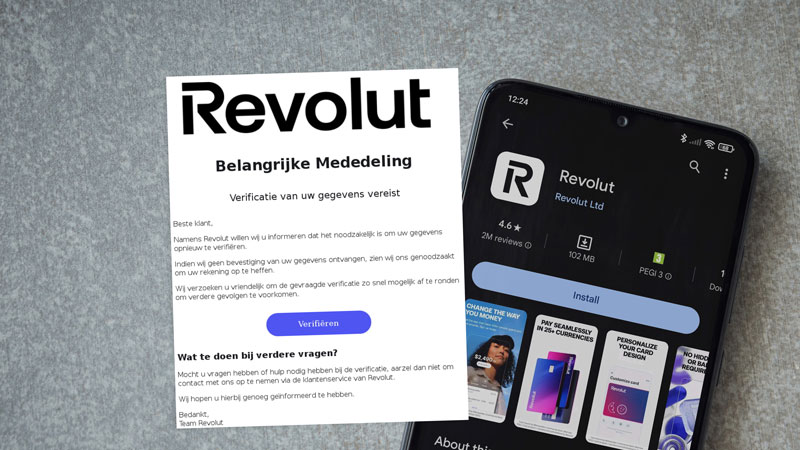 Revolut-mail met belangrijke mededeling: ‘Wij zijn genoodzaakt om je rekening op te heffen’ is phishing