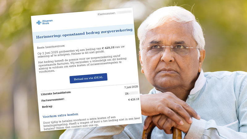 ‘Betaal uiterlijk 7 juni jouw zorgpremie van €429’, mailen oplichters namens Zilveren Kruis