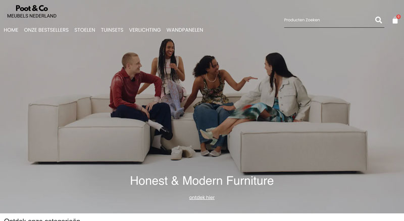 De politie waarschuwt voor de nepsites ‘thuisentuin.com’ en ‘pootenco-meubels.com’