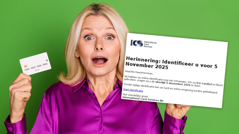 ICS-Creditcardhouders trap niet in deze phishingmail: ‘Voltooi uiterlijk 5 november jouw online identificatie’