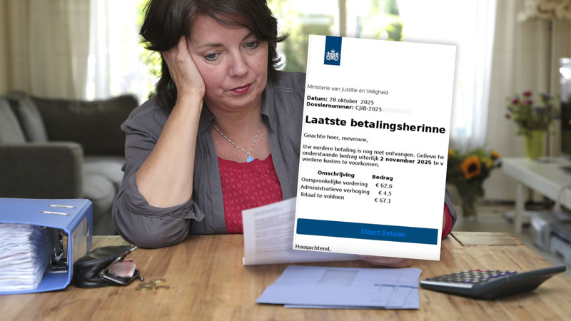 CJIB-phishingmail in omloop: ‘Betaal jouw CJIB-boete van €67,1 direct via de link’