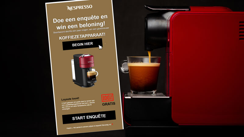 Nieuw koffiezetapparaat nodig? Pas op voor deze nepmail over een Nespresso-winactie